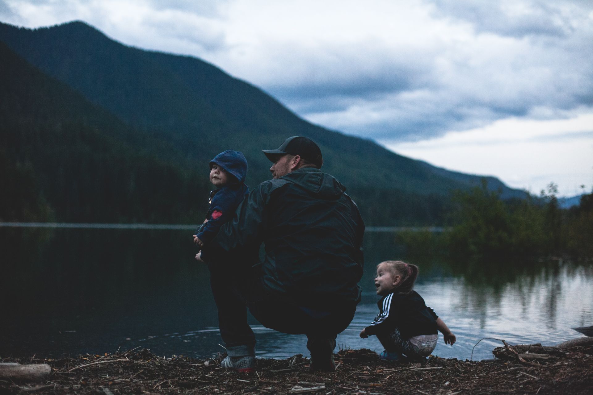 a man with two children