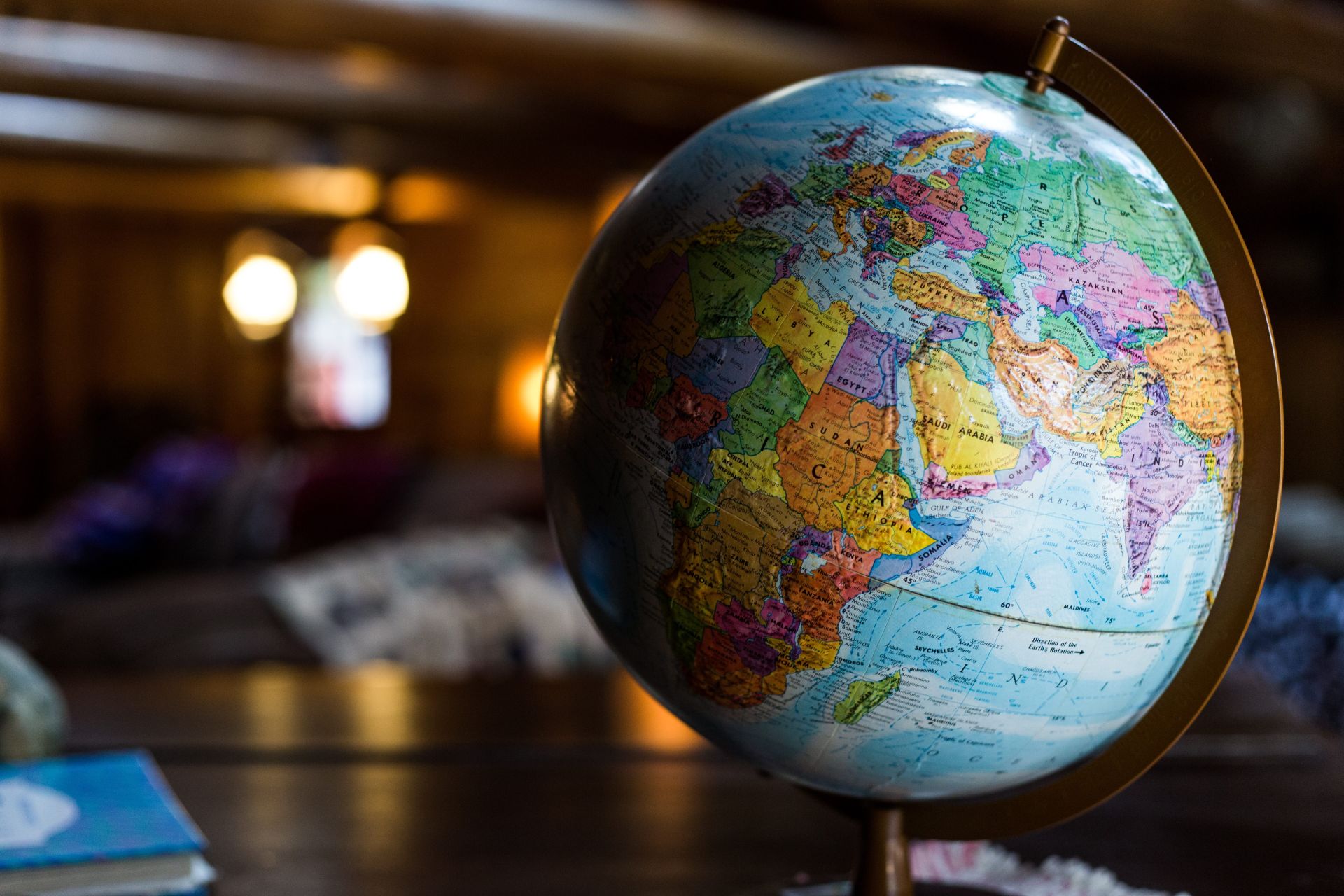 Globe representing whether a court has jurisdiction over division of property that is overseas