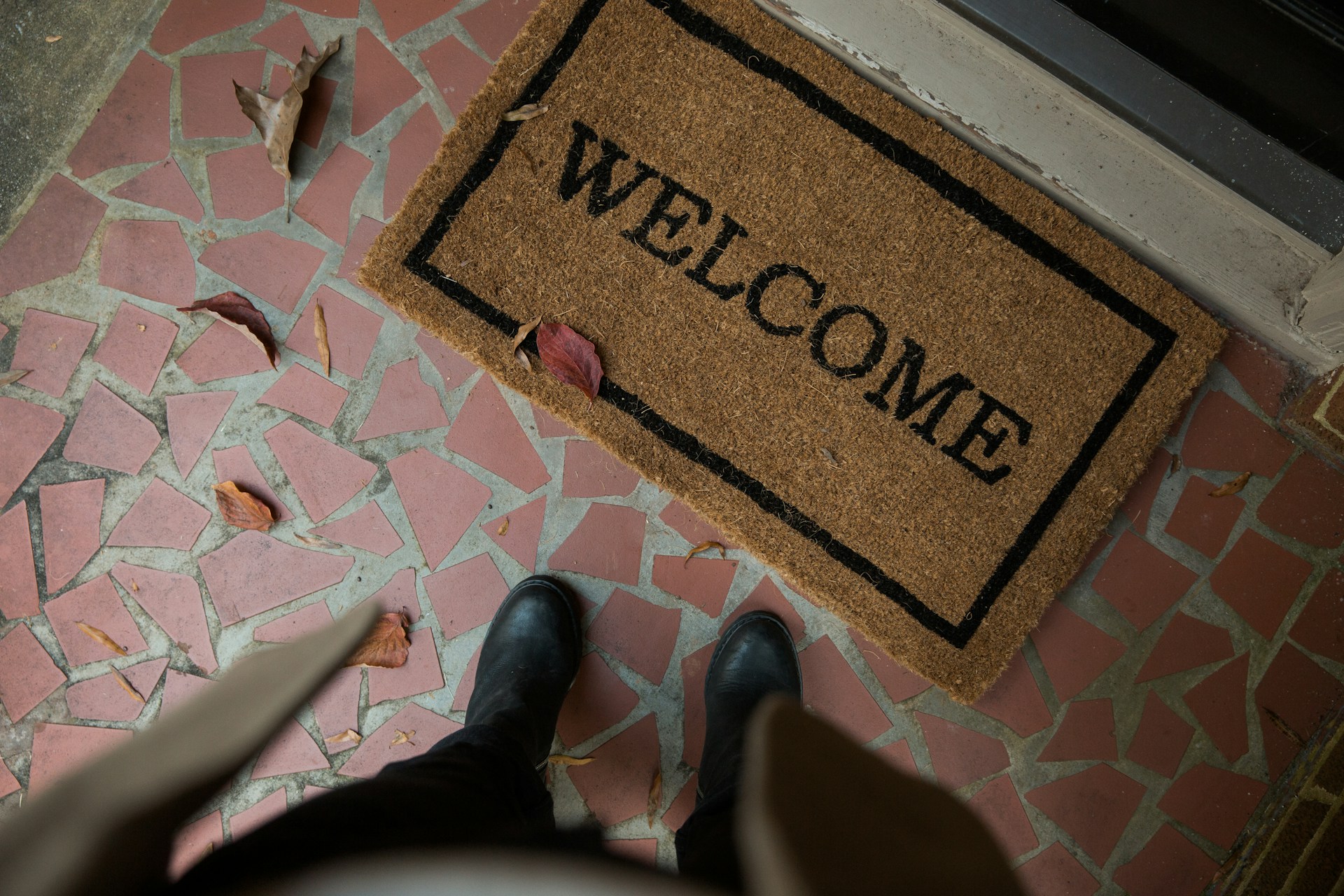 brown welcome doormat